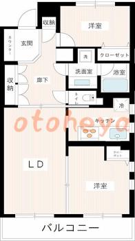 楽器ピアノ可相談 の 賃貸物件 2LDK 18.5万円の図面１