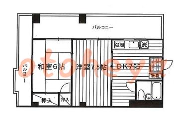 楽器ピアノ可相談 の 賃貸物件 2DK 7.5万円の図面１