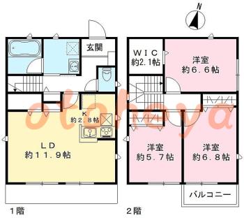 新築の楽器可相談 の 賃貸物件 3LDK 24.5万円の図面１