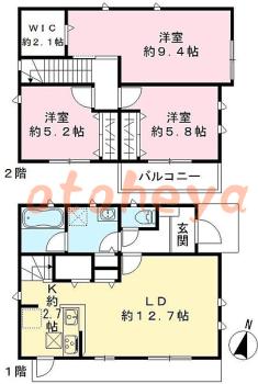 新築の楽器可相談 の 賃貸物件 3LDK 24.5万円の図面１