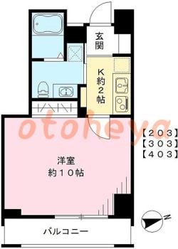 防音賃貸物件・楽器ピアノ可相談 の 賃貸物件 1K 9.4万円の図面１