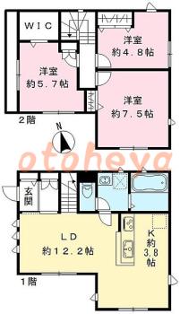 楽器ピアノ可相談 の 賃貸物件 3LDK 20.62万円の図面１