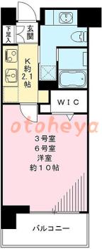 楽器ピアノ可相談 の 賃貸物件 1K 10万円の図面１