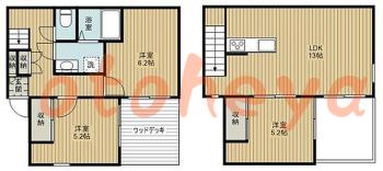 楽器ピアノ可相談 の 賃貸物件 3LDK 16.5万円の図面１