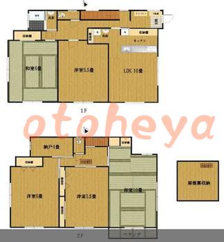 楽器ピアノ可相談 の 賃貸物件 5SLDK 17.6万円の図面１