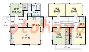 楽器ピアノ可相談 の 賃貸物件 5LDK 14.5万円の図面１