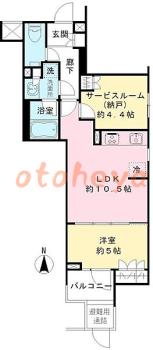 楽器ピアノ可相談 の 賃貸物件 1SLDK 22万円の図面１