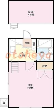 楽器ピアノ可相談 の 賃貸物件 1K 7.5万円の図面１