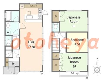 楽器ピアノ可相談 の 賃貸物件 3LDK 17万円の図面１