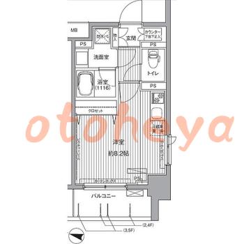 楽器ピアノ可相談 の 賃貸物件 1R 8.55万円の図面１