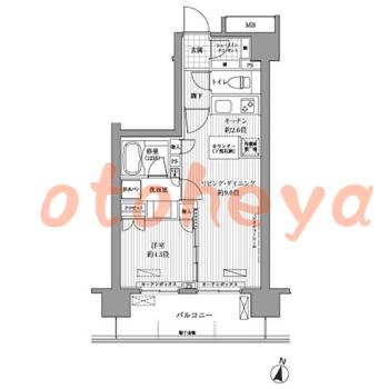 楽器ピアノ可相談 の 賃貸物件 1LDK 14.9万円の図面１