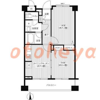 楽器ピアノ可相談 の 賃貸物件 2DK 14.5万円の図面１