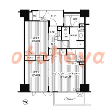 楽器ピアノ可相談 の 賃貸物件 2LDK 19万円の図面１