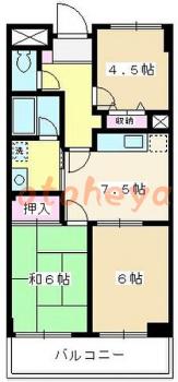 楽器ピアノ可相談 の 賃貸物件 3DK 8.5万円の図面１
