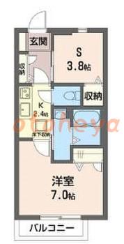 楽器ピアノ可相談 の 賃貸物件 1SK 9.3万円の図面１