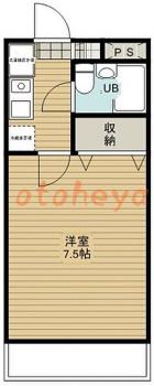 楽器ピアノ可相談 の 賃貸物件 1K 3.9万円の図面１