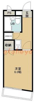 楽器ピアノ可相談 の 賃貸物件 1K 4.4万円の図面１