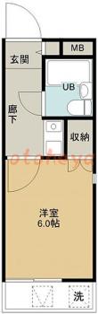 楽器ピアノ可相談 の 賃貸物件 1K 3.8万円の図面１