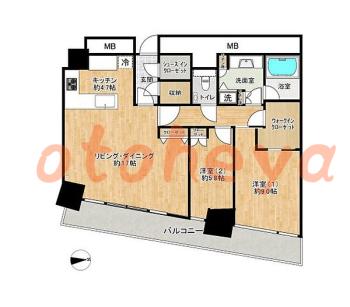 楽器ピアノ可相談 の 賃貸物件 2SLDK 38万円の図面１