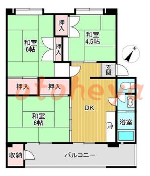 楽器ピアノ可相談 の 賃貸物件 3DK 6万円の図面１