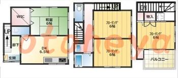 楽器ピアノ可相談 の 賃貸物件 4DK 13万円の図面１