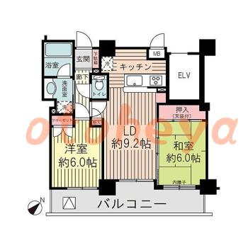 楽器ピアノ可相談 の 賃貸物件 2LDK 14.5万円の図面１