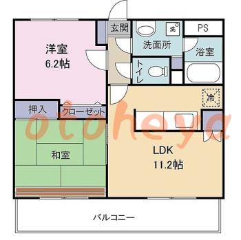 楽器ピアノ可相談 の 賃貸物件 2LDK 11.8万円の図面１