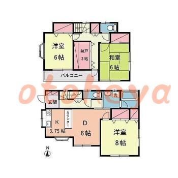 楽器ピアノ可相談 の 賃貸物件 3DK 12万円の図面１