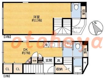 楽器ピアノ可相談 の 賃貸物件 1DK 11.8万円の図面１