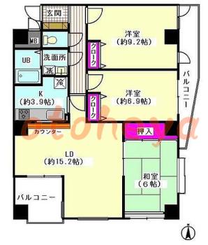 楽器ピアノ可相談 の 賃貸物件 3LDK 17.7万円の図面１