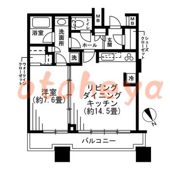 楽器ピアノ可相談 の 賃貸物件 1LDK 25万円の図面１
