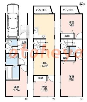 楽器ピアノ可相談 の 賃貸物件 4LDK 20万円の図面１