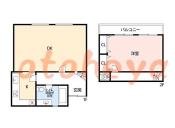 楽器ピアノ可相談 の 賃貸物件 1LDK 29.5万円の図面１