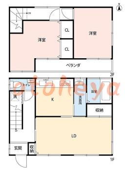 楽器ピアノ可相談 の 賃貸物件 2LDK 13万円の図面１