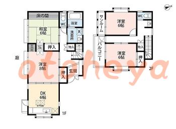 楽器ピアノ可相談 の 賃貸物件 4DK 21万円の図面１