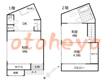 楽器ピアノ可相談 の 賃貸物件 3DK 12.5万円の図面１