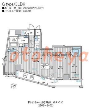 楽器ピアノ可相談 の 賃貸物件 3LDK 35.9万円の図面１
