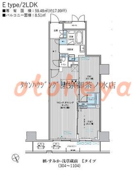 楽器ピアノ可相談 の 賃貸物件 2LDK 25.9万円の図面１
