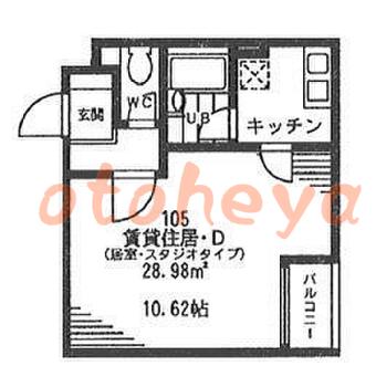 楽器ピアノ可相談 の 賃貸物件 1R 8.5万円の図面１