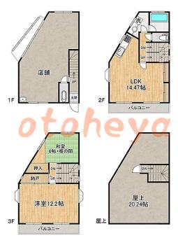 楽器ピアノ可相談 の 賃貸物件  19.8万円の図面１