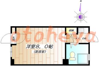 楽器ピアノ可相談 の 賃貸物件 1K 7.7万円の図面１