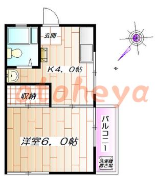 楽器ピアノ可相談 の 賃貸物件 1K 5.8万円の図面１