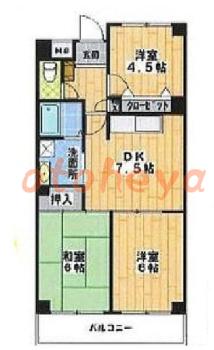 楽器ピアノ可相談 の 賃貸物件 3DK 8.5万円の図面１