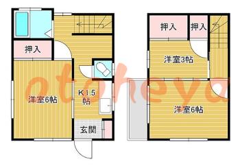 楽器ピアノ可相談 の 賃貸物件 3K 7.8万円の図面１