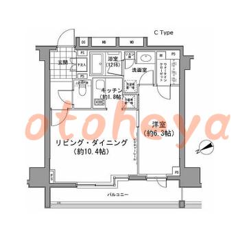 楽器ピアノ可相談 の 賃貸物件 1LDK 19.6万円の図面１