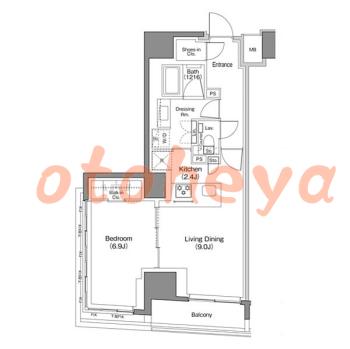 楽器ピアノ可相談 の 賃貸物件 1LDK 23.6万円の図面１
