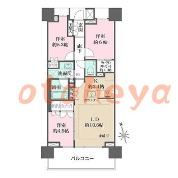 楽器ピアノ可相談 の 賃貸物件 3LDK 33.3万円の図面１