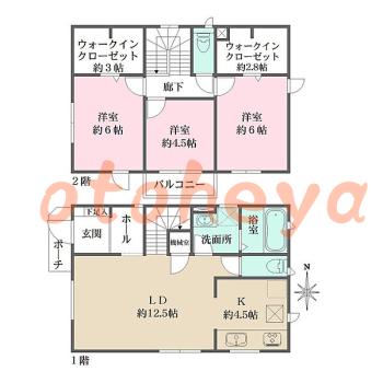 楽器ピアノ可相談 の 賃貸物件 3LDK 17.6万円の図面１