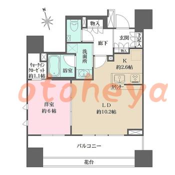 楽器ピアノ可相談 の 賃貸物件 1LDK 20.7万円の図面１