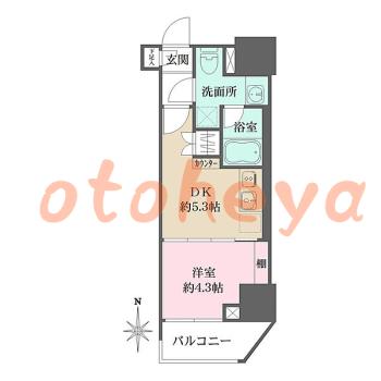 楽器ピアノ可相談 の 賃貸物件 1DK 11.8万円の図面１